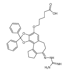 5-((8-((aminoiminomethyl)hydrazono)-2,2-diphenyl-6,7,8,9,10,11-hexahydro-azuleno(4,5-e)-(1,3)-benzodioxol-4-yl)oxy)-pentanoic acid CAS:197233-70-8 manufacturer & supplier