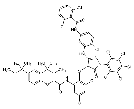 2,6-dichloro-N-(4-chloro-3-((4-((2,4-dichloro-6-(2-(2,4-di-tert-pentylphenoxy)acetamido)phenyl)thio)-5-oxo-1-(perchlorophenyl)-4,5-dihydro-1H-pyrazol-3-yl)amino)phenyl)benzamide CAS:197294-57-8 manufacturer & supplier