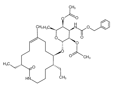 Acetic acid (2R,3R,4R,5S,6S)-5-acetoxy-4-benzyloxycarbonylamino-2-((Z)-(5R,6R,13R)-5,13-diethyl-9-methyl-14-oxo-azacyclotetradec-9-en-6-yloxy)-6-methyl-tetrahydro-pyran-3-yl ester CAS:197388-94-6 manufacturer & supplier