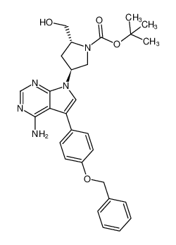 tert-butyl (2R,4S)-4-(4-amino-5-(4-(benzyloxy)phenyl)-7H-pyrrolo[2,3-d]pyrimidin-7-yl)-2-(hydroxymethyl)pyrrolidine-1-carboxylate CAS:197525-67-0 manufacturer & supplier