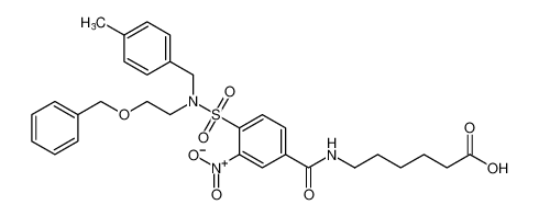 Hexanoic acid,6-[[4-[[[(4-methylphenyl)methyl][2-(phenylmethoxy)ethyl]amino]sulfonyl]-3-nitrobenzoyl]amino]- CAS:197728-23-7 manufacturer & supplier