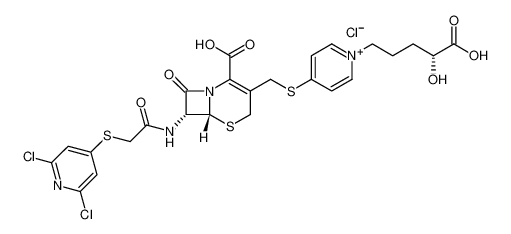 1-((R)-4-carboxy-4-hydroxybutyl)-4-((((6R,7R)-2-carboxy-7-(2-((2,6-dichloropyridin-4-yl)thio)acetamido)-8-oxo-5-thia-1-azabicyclo[4.2.0]oct-2-en-3-yl)methyl)thio)pyridin-1-ium chloride CAS:198026-33-4 manufacturer & supplier