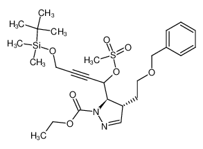 (4S,5R)-4-(2-Benzyloxy-ethyl)-5-[4-(tert-butyl-dimethyl-silanyloxy)-1-methanesulfonyloxy-but-2-ynyl]-4,5-dihydro-pyrazole-1-carboxylic acid ethyl ester CAS:198268-14-3 manufacturer & supplier