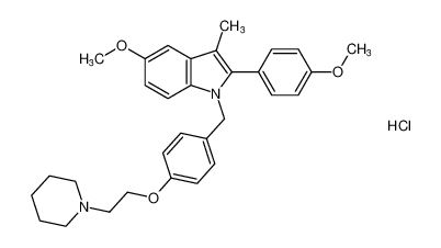 5-methoxy-2-(4-methoxyphenyl)-3-methyl-1-(4-(2-(piperidin-1-yl)ethoxy)benzyl)-1H-indole hydrochloride CAS:198480-48-7 manufacturer & supplier