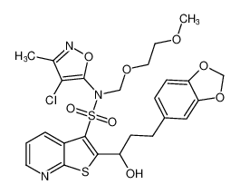 2-(3-(benzo[d][1,3]dioxol-5-yl)-1-hydroxypropyl)-N-(4-chloro-3-methylisoxazol-5-yl)-N-((2-methoxyethoxy)methyl)thieno[2,3-b]pyridine-3-sulfonamide CAS:198628-38-5 manufacturer & supplier