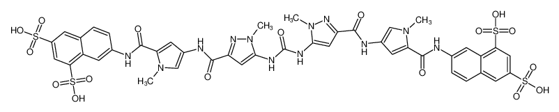 7,7'-((4,4'-((5,5'-(carbonylbis(azanediyl))bis(1-methyl-1H-pyrazole-5,3-diyl-3-carbonyl))bis(azanediyl))bis(1-methyl-1H-pyrrole-4,2-diyl-2-carbonyl))bis(azanediyl))bis(naphthalene-1,3-disulfonic acid) CAS:198764-55-5 manufacturer & supplier