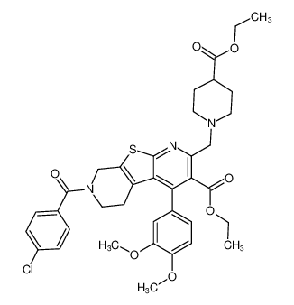 ethyl 7-(4-chlorobenzoyl)-4-(3,4-dimethoxyphenyl)-2-((4-(ethoxycarbonyl)piperidin-1-yl)methyl)-5,6,7,8-tetrahydrothieno[2,3-b:5,4-c']dipyridine-3-carboxylate CAS:199101-52-5 manufacturer & supplier