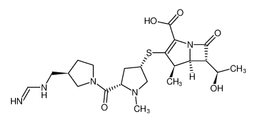 (4R,5S,6S)-3-(((3S,5S)-5-((R)-3-(formimidamidomethyl)pyrrolidine-1-carbonyl)-1-methylpyrrolidin-3-yl)thio)-6-((R)-1-hydroxyethyl)-4-methyl-7-oxo-1-azabicyclo[3.2.0]hept-2-ene-2-carboxylic acid CAS:199174-18-0 manufacturer & supplier