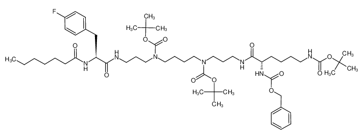 [(S)-5-Benzyloxycarbonylamino-5-(3-{tert-butoxycarbonyl-[4-(tert-butoxycarbonyl-{3-[(S)-3-(4-fluoro-phenyl)-2-heptanoylamino-propionylamino]-propyl}-amino)-butyl]-amino}-propylcarbamoyl)-pentyl]-carbamic acid tert-butyl ester CAS:199340-83-5