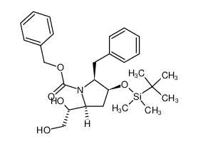 (2S,3S,5S)-2-Benzyl-3-(tert-butyl-dimethyl-silanyloxy)-5-((R)-1,2-dihydroxy-ethyl)-pyrrolidine-1-carboxylic acid benzyl ester CAS:199392-57-9 manufacturer & supplier