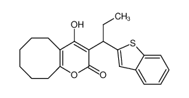 3-(alpha-ethyl benzothien-2-ylmethyl)-4-hydroxy-5,6,7,8,9,10-hexahydrocycloocta[b]pyran-2-one CAS:199439-27-5 manufacturer & supplier