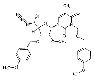 1-[(2R,3R,4R,5R)-5-((S)-1-Azido-ethyl)-3-methoxy-4-(4-methoxy-benzyloxy)-tetrahydro-furan-2-yl]-3-(4-methoxy-benzyloxymethyl)-5-methyl-1H-pyrimidine-2,4-dione CAS:199458-13-4 manufacturer & supplier