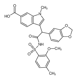 3-(1-{[(2-methoxy-4-methylphenyl)sulfonyl]carbamoyl}-1-(3,4-methylenedioxyphenyl)methyl)-1-methyl-1H-indole-6-carboxylic acid CAS:199589-50-9 manufacturer & supplier