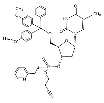 Dithiophosphoric acid O-[(2R,3S,5R)-2-[bis-(4-methoxy-phenyl)-phenyl-methoxymethyl]-5-(5-methyl-2,4-dioxo-3,4-dihydro-2H-pyrimidin-1-yl)-tetrahydro-furan-3-yl] ester O'-(2-cyano-ethyl) ester S-pyridin-2-ylmethyl ester CAS:199597-31-4 manufac