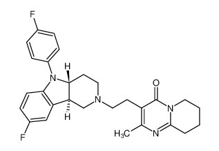 4H-Pyrido[1,2-a]pyrimidin-4-one,3-[2-[8-fluoro-5-(4-fluorophenyl)-1,3,4,4a,5,9b-hexahydro-2H-pyrido[4,3-b]indol-2-yl]ethyl]-6,7,8,9-tetrahydro-2-methyl-, trans- CAS:199725-72-9 manufacturer & supplier