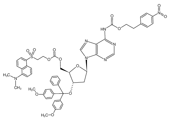 Carbonic acid (2R,3S,5R)-3-[bis-(4-methoxy-phenyl)-phenyl-methoxy]-5-{6-[2-(4-nitro-phenyl)-ethoxycarbonylamino]-purin-9-yl}-tetrahydro-furan-2-ylmethyl ester 2-(5-dimethylamino-naphthalene-1-sulfonyl)-ethyl ester CAS:199792-97-7 manufacture