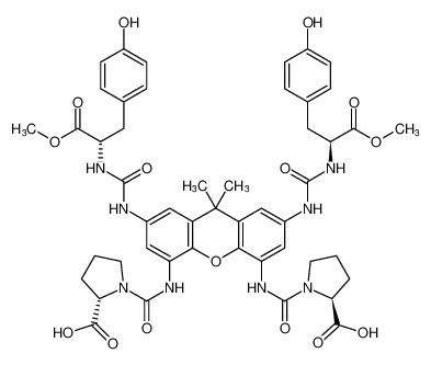 (2'S)-(((2,7-bis(3-((S)-3-(4-hydroxyphenyl)-1-methoxy-1-oxopropan-2-yl)ureido)-9,9-dimethyl-9H-xanthene-4,5-diyl)bis(azanediyl))bis(carbonyl))di-L-proline CAS:199858-73-6 manufacturer & supplier