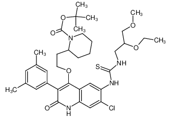 2-(2-{7-chloro-3-(3,5-dimethylphenyl)-6-[3-(2-ethoxy-3-methoxypropyl)-thioureido]-2-oxo-1,2-dihydro-quinolin-4-yloxy}-ethyl)-piperidine-1-carboxylic acid tert-butyl ester CAS:199861-82-0 manufacturer & supplier