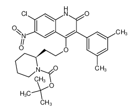 (S)-2-{2-[7-chloro-3-(3,5-dimethylphenyl)-6-nitro-2-oxo-1,2-dihydroquinolin-4-yloxy]-ethyl}-piperidine-1-carboxylic acid tert-butyl ester CAS:199942-73-9 manufacturer & supplier