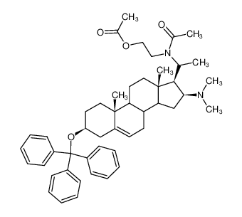 Acetic acid 2-{acetyl-[1-((3S,10R,13S,16S,17S)-16-dimethylamino-10,13-dimethyl-3-trityloxy-2,3,4,7,8,9,10,11,12,13,14,15,16,17-tetradecahydro-1H-cyclopenta[a]phenanthren-17-yl)-ethyl]-amino}-ethyl ester CAS:28463-76-5 manufacturer & supplier