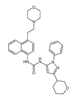 Urea,N-[4-[2-(4-morpholinyl)ethyl]-1-naphthalenyl]-N'-[1-phenyl-3-(tetrahydro-2H-pyran-3-yl)-1H-pyrazol-5-yl]- CAS:285983-83-7 manufacturer & supplier