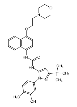 1-[5-tert-butyl-2-(3-hydroxy-4-methyl-phenyl)-2H-pyrazol-3-yl]-3-[4-(2-morpholin-4-yl-ethoxy)-naphthalen-1-yl]-urea CAS:285984-07-8 manufacturer & supplier