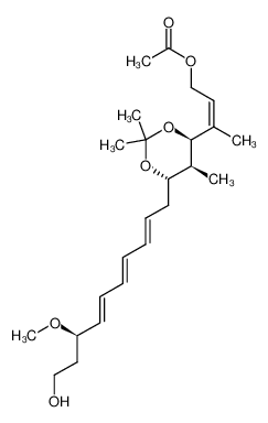 Acetic acid (Z)-3-[(4R,5S,6S)-6-((2E,4E,6E)-(R)-10-hydroxy-8-methoxy-deca-2,4,6-trienyl)-2,2,5-trimethyl-[1,3]dioxan-4-yl]-but-2-enyl ester CAS:286372-54-1 manufacturer & supplier