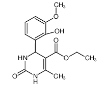 ethyl 4-(2-hydroxy-3-methoxyphenyl)-6-methyl-2-oxo-1,2,3,4-tetrahydropyrimidine-5-carboxylate (en)5-Pyrimidinecarboxylic acid, 1,2,3,4-tetrahydro-4-(2-hydroxy-3-methoxyphenyl)-6-methyl-2-oxo-, ethyl ester (en) CAS:286439-73-4 manufacturer &