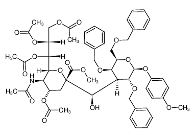 methyl 5-acetamido-4,7,8,9-tetra-O-acetyl-2,6-anhydro-3,5-dideoxy-2-C-[(R)-hydroxy-[3-(p-methoxyphenyl 2,4,6-tri-O-benzyl-3-deoxy-β-D-galactopyranosidyl)]-methyl]-D-erythro-L-manno-nonate CAS:286939-02-4 manufacturer & supplier