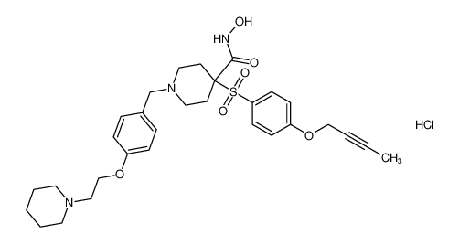 4-Piperidinecarboxamide,4-[[4-(2-butynyloxy)phenyl]sulfonyl]-N-hydroxy-1-[[4-[2-(1-piperidinyl)ethoxy]phenyl]methyl]-, hydrochloride CAS:287203-02-5 manufacturer & supplier