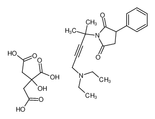 1-(4-Diethylamino-1,1-dimethyl-but-2-ynyl)-3-phenyl-pyrrolidine-2,5-dione; compound with 3-carboxy-3-hydroxy-pentanedioic acid CAS:28823-30-5 manufacturer & supplier