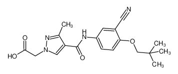 4-[N-(3-cyano-4-neopentyloxyphenyl)carbamoyl]-3-methylpyrazol-1-ylacetatic acid CAS:288249-83-2 manufacturer & supplier