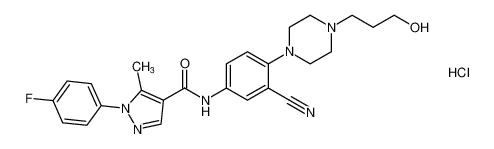 1H-Pyrazole-4-carboxamide,N-[3-cyano-4-[4-(3-hydroxypropyl)-1-piperazinyl]phenyl]-1-(4-fluorophenyl)-5-methyl-, monohydrochloride CAS:288250-16-8 manufacturer & supplier