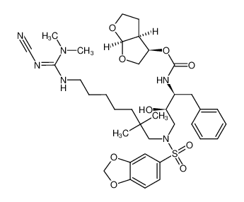 (3R,3aS,6aR)-hexahydrofuro[2,3-b]furan-3-yl ((2S,3R)-4-(N-(7-((Z)-2-cyano-3,3-dimethylguanidino)-2,2-dimethylheptyl)benzo[d][1,3]dioxole-5-sulfonamido)-3-hydroxy-1-phenylbutan-2-yl)carbamate CAS:288295-27-2 manufacturer & supplier