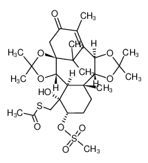 S-(((3aS,7aR,10aR,10bR,13S,14R,14aR,14bS)-14-hydroxy-2,2,6,9,9,10b,15,15-octamethyl-13-((methylsulfonyl)oxy)-5-oxo-5,7a,10a,10b,11,12,13,14,14a,14b-decahydro-4H-3a,7-methanobenzo[3,4]cyclodeca[1,2-d:5,6-d']bis([1,3]dioxole)-14-yl)methyl) eth