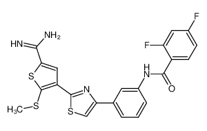 4-(4-{3-[(2,4-difluorophenyl)carbonylamino]phenyl}(1,3-thiazol-2-yl))-5-methylthiothiophene-2-carboxamidine CAS:288397-77-3 manufacturer & supplier