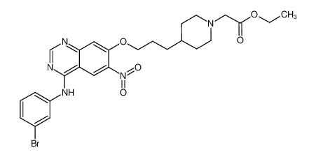 4-[(3-bromophenyl)amino]-7-(3-{1-[(ethoxycarbonyl)methyl]-piperidin-4-yl}propyloxy)-6-nitro-quinazoline CAS:289700-91-0 manufacturer & supplier