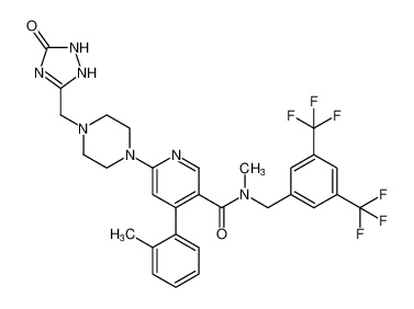 N-(3,5-bis(trifluoromethyl)benzyl)-N-methyl-6-(4-((5-oxo-2,5-dihydro-1H-1,2,4-triazol-3-yl)methyl)piperazin-1-yl)-4-(o-tolyl)nicotinamide CAS:290296-99-0 manufacturer & supplier