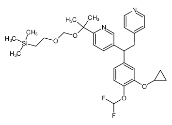 (+/-)-4-{2-[(3-cyclopropyloxy-4-difluoromethoxy)phenyl]-2-[5-(2-(1-methyl-1-[(2-trimethylsilylethoxy)methoxy])ethyl)pyridyl]ethyl}pyridine CAS:290307-35-6 manufacturer & supplier