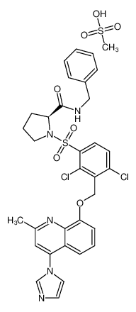 1-[[2,4-Dichloro-3-[[[4-(1H-imidazol-1-yl)-2-methyl-8-quinolinyl]oxy]methyl]-phenyl]sulphonyl]-N-(phenylmethyl)-2(S)-pyrrolidinecarboxamide, methane-sulphonate CAS:290344-17-1 manufacturer & supplier