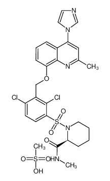 1-[[2,4-Dichloro-3-[[[4-(1H-imidazol-1-yl)-2-methyl-8-quinolinyl]oxy]methyl]-phenyl]sulphonyl]-N-methyl-2(S)-piperidinecarboxamide, methanesulphonate CAS:290344-39-7 manufacturer & supplier