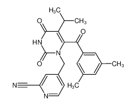 4-((6-(3,5-dimethylbenzoyl)-5-isopropyl-2,4-dioxo-3,4-dihydropyrimidin-1(2H)-yl)methyl)picolinonitrile CAS:291275-02-0 manufacturer & supplier