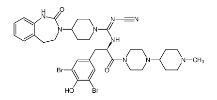 (R,E)-N'-cyano-N-(3-(3,5-dibromo-4-hydroxyphenyl)-1-(4-(1-methylpiperidin-4-yl)piperazin-1-yl)-1-oxopropan-2-yl)-4-(2-oxo-1,2,4,5-tetrahydro-3H-benzo[d][1,3]diazepin-3-yl)piperidine-1-carboximidamide CAS:291509-69-8 manufacturer & supplier