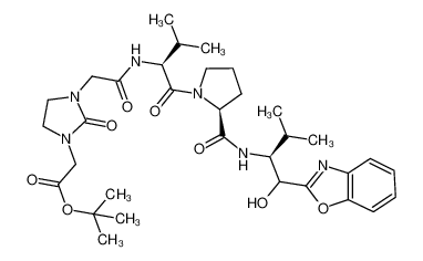 tert-butyl 2-(3-(2-(((2S)-1-((2S)-2-(((2S)-1-(benzo[d]oxazol-2-yl)-1-hydroxy-3-methylbutan-2-yl)carbamoyl)pyrrolidin-1-yl)-3-methyl-1-oxobutan-2-yl)amino)-2-oxoethyl)-2-oxoimidazolidin-1-yl)acetate CAS:291778-67-1 manufacturer & supplier