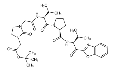 tert-butyl 2-(3-(2-(((S)-1-((S)-2-(((S)-1-(benzo[d]oxazol-2-yl)-3-methyl-1-oxobutan-2-yl)carbamoyl)pyrrolidin-1-yl)-3-methyl-1-oxobutan-2-yl)amino)-2-oxoethyl)-2-oxoimidazolidin-1-yl)acetate CAS:291779-10-7 manufacturer & supplier