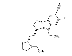 7-Cyano-4-ethyl-3-[2-[3-ethyl-thiazolidin-(2E)-ylidene]-eth-(E)-ylidene]-6-fluoro-2,3-dihydro-1H-benzo[d]pyrrolo[1,2-a]imidazol-4-ium; iodide CAS:2925-72-6 manufacturer & supplier