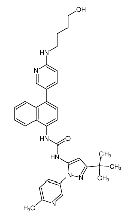 1-[5-tert-butyl-2-(6-methyl-pyridin-3-yl)-2H-pyrazol-3-yl]-3-[4-(6-(4-hydroxybutylamino)pyridin-3-yl)-naphthalen-1-yl]-urea CAS:294848-73-0 manufacturer & supplier