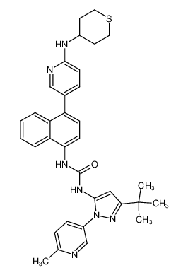 1-[5-tert-butyl-2-(6-methyl-pyridin-3-yl)-2H-pyrazol-3-yl]-3-[4-(6-(tetrahydrothiopyran-4-yl-amino)pyridin-3-yl)-naphthalen-1-yl]-urea CAS:294849-14-2 manufacturer & supplier