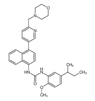 Urea,N-[2-methoxy-5-(1-methylpropyl)phenyl]-N'-[4-[6-(4-morpholinylmethyl)-3-pyridinyl]-1-naphthalenyl]- CAS:294849-80-2 manufacturer & supplier