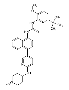 1-(5-tert-Butyl-2-methoxy-phenyl)-3-{4-[6-(1-oxo-tetrahydro-thiopyran-4-ylamino)-pyridin-3-yl]-naphthalen-1-yl}-urea CAS:294851-30-2 manufacturer & supplier